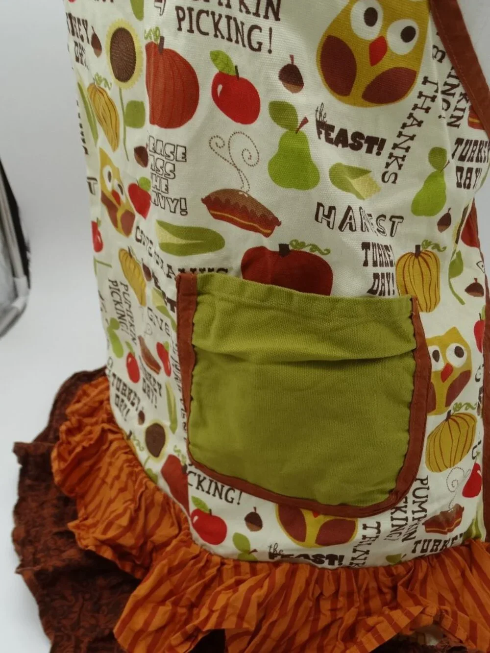 Fall Thanksgiving Apron Ruffles Owls 2011 Brother Sister Design Studio